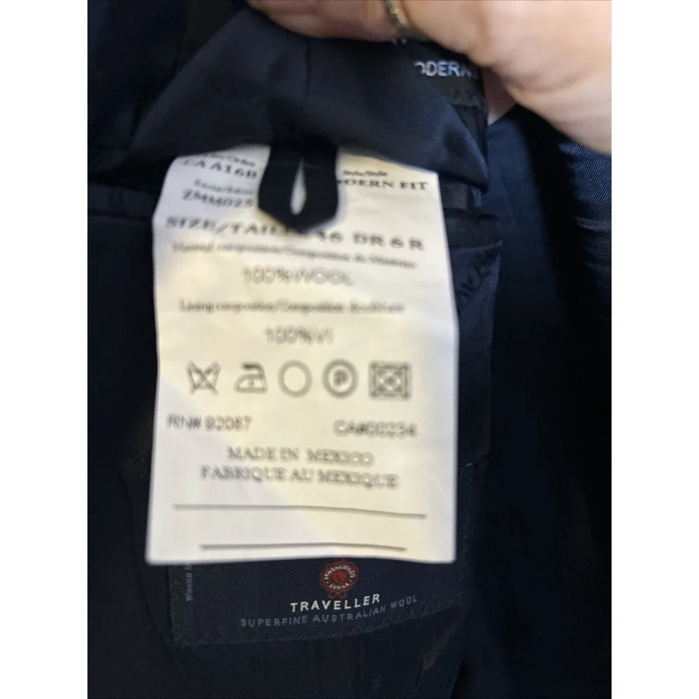 Ermenegildo Zegna Traveller Mens Blue Wool Suit Coat And‎ Pants Sz 46R Mod Fit